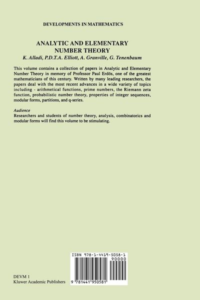 Produktbild: Analytic and Elementary Number Theory