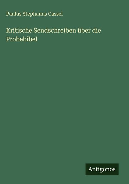Produktbild: Kritische Sendschreiben &uuml;ber die Probebibel