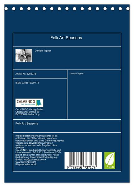 Produktbild: Folk Art Seasons (Tischkalender 2026 DIN A5 hoch), CALVENDO Monatskalender