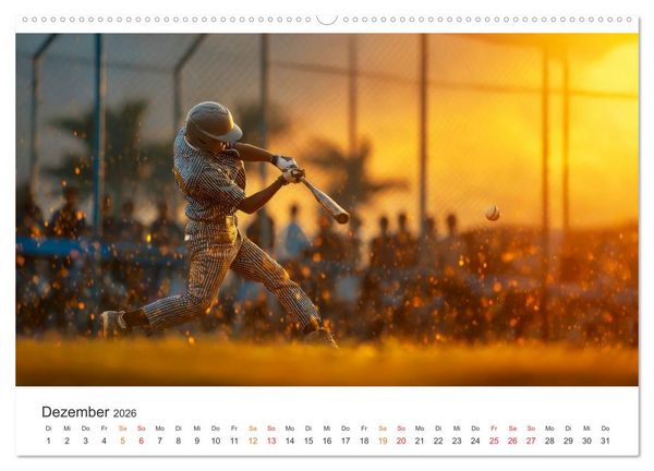 Produktbild: Power Baseball (hochwertiger Premium Wandkalender 2026 DIN A2 quer), Kunstdruck in Hochglanz