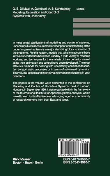 Produktbild: Modeling, Estimation and Control of Systems with Uncertainty