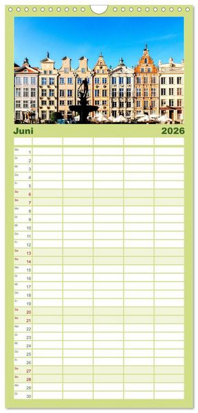 Produktbild: Familienplaner 2026 - Danzig - Die goldene Stadt an der Ostsee. mit 5 Spalten (Wandkalender, 21 x 45 cm) CALVENDO