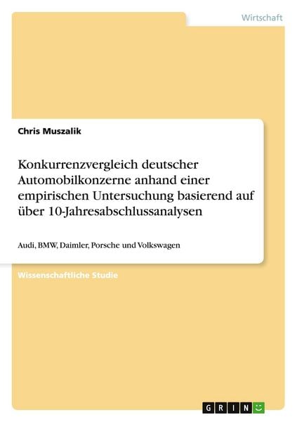 Konkurrenzvergleich deutscher Automobilkonzerne anhand einer empirischen Untersuchung basierend auf über 10-Jahresabschlussanalysen, Taschenbuch von