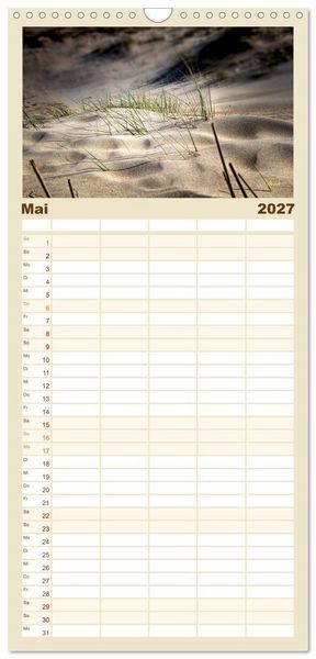 Produktbild: Familienplaner 2027 - Nordsee-D&uuml;nen mit 5 Spalten (Wandkalender, 21 x 45 cm) CALVENDO