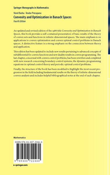 Produktbild: Convexity and Optimization in Banach Spaces