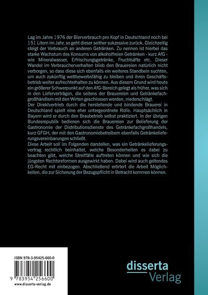 Produktbild: Recht der Getr&auml;nkelieferungsvereinbarung