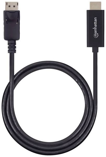 Produktbild: Manhattan DisplayPort / HDMI Adapterkabel DisplayPort Stecker, HDMI-A Stecker 1.80 m Schwarz 153201 DisplayPort-Kabel