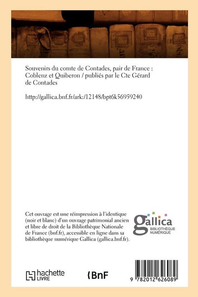 Produktbild: Souvenirs du comte de Contades, pair de France