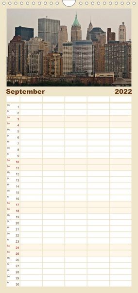 Produktbild: Familienplaner Ansichten einer Stadt: New York (Wandkalender 2022 , 21 cm x 45 cm, hoch)