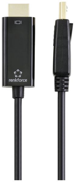 Produktbild: Renkforce DisplayPort / HDMI Adapterkabel DisplayPort Stecker, HDMI-A Stecker 5.00 m Schwarz RF-5179192 DisplayPort-Kabel