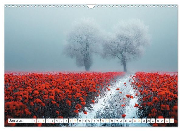 Produktbild: Mohn im Atem des Winters (Wandkalender 2027 DIN A3 quer), CALVENDO Monatskalender