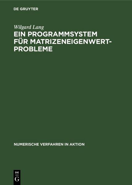 Produktbild: Ein Programmsystem f&uuml;r Matrizeneigenwertprobleme
