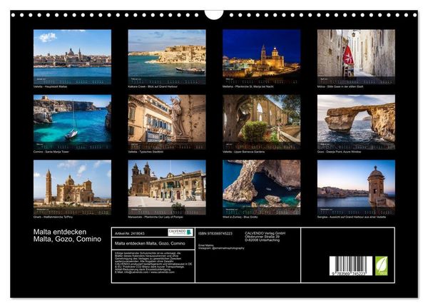 Produktbild: Malta entdecken Malta, Gozo, Comino (Wandkalender 2027 DIN A3 quer), CALVENDO Monatskalender