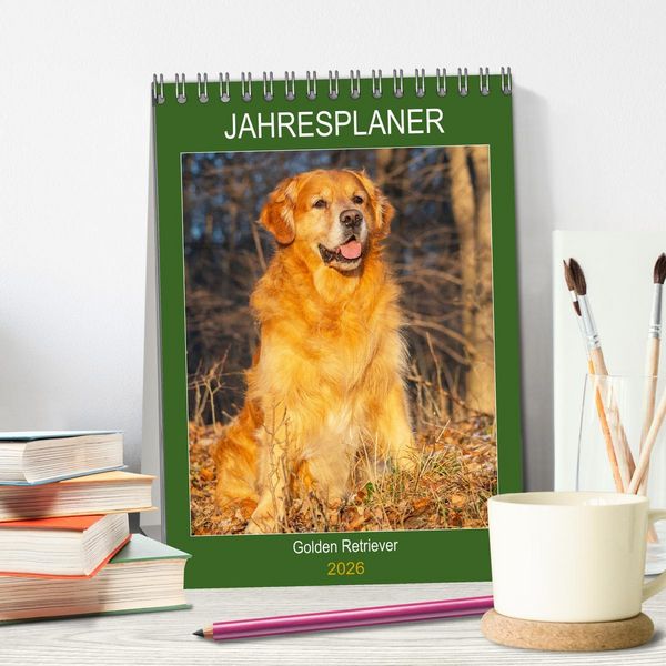 Produktbild: Jahresplaner Golden Retriever (Tischkalender 2026 DIN A5 hoch), CALVENDO Monatskalender