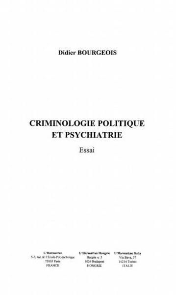 Produktbild: Criminologie politique et psychiatrique