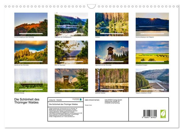 Produktbild: Die Sch&ouml;nheit des Th&uuml;ringer Waldes (Wandkalender 2026 DIN A3 quer), CALVENDO Monatskalender