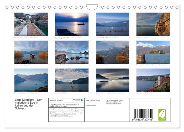 Produktbild: Lago Maggiore - Der malerische See in Italien und der Schweiz (Wandkalender 2026 DIN A4 quer), CALVENDO Monatskalender