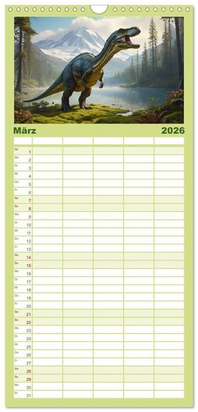 Produktbild: Familienplaner 2026 - Eine Reise in die Vergangenheit - Entdeckung der Tierwelt mit 5 Spalten (Wandkalender, 21 x 45 cm) CALVENDO
