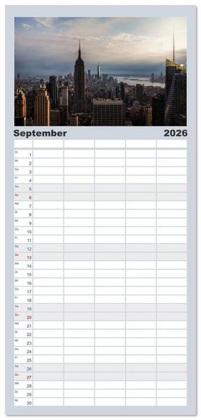 Produktbild: Familienplaner 2026 - New York City - der besondere Blick auf Big Apple mit 5 Spalten (Wandkalender, 21 x 45 cm) CALVENDO
