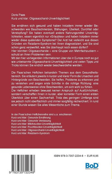 Produktbild: Kurz und klar: Oligosaccharid-Unvertr&auml;glichkeit