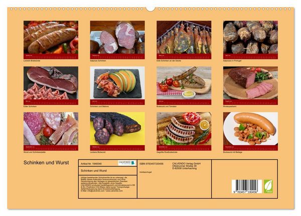 Produktbild: Schinken und Wurst (hochwertiger Premium Wandkalender 2026 DIN A2 quer), Kunstdruck in Hochglanz