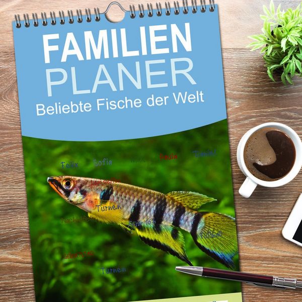 Produktbild: Familienplaner 2026 - Beliebte Fische der Welt mit 5 Spalten (Wandkalender, 21 x 45 cm) CALVENDO