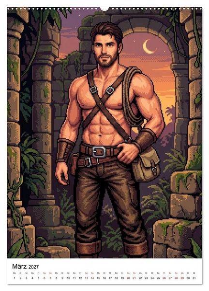 Produktbild: 8-Bit Adonis &ndash; Das Jahr in Pixeln (hochwertiger Premium Wandkalender 2027 DIN A2 hoch), Kunstdruck in Hochglanz