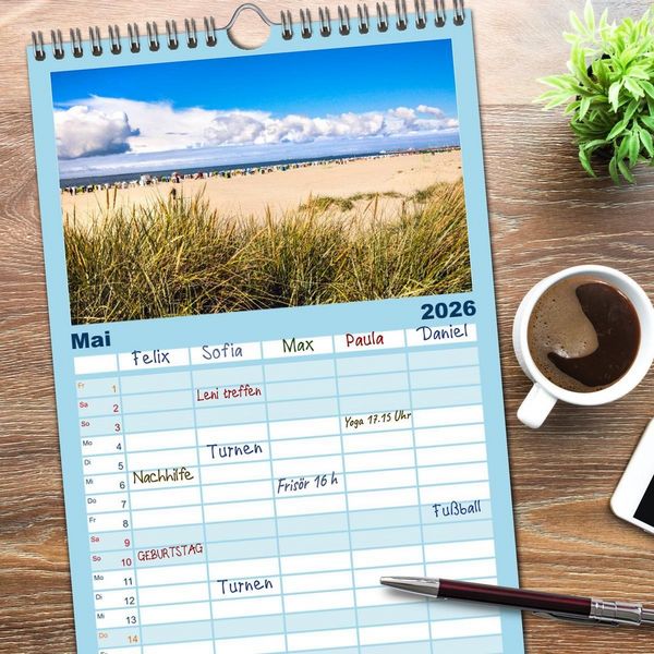 Produktbild: Familienplaner 2026 - Norden-Norddeich. Maritime Orte mit Flair mit 5 Spalten (Wandkalender, 21 x 45 cm) CALVENDO