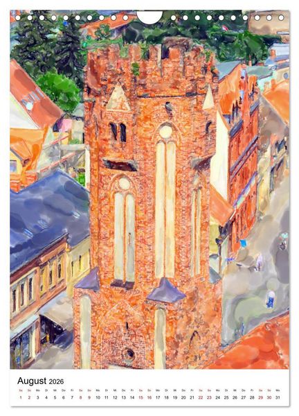 Produktbild: Tangerm&uuml;nde - Illustrationen der Stadt an der Elbe (Wandkalender 2026 DIN A4 hoch), CALVENDO Monatskalender