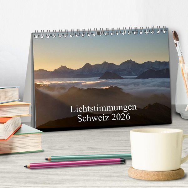 Produktbild: Lichtstimmungen Schweiz 2026 (Tischkalender 2026 DIN A5 quer), CALVENDO Monatskalender