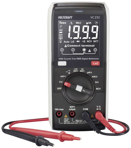 VOLTCRAFT VC232 Hand-Multimeter digital True RMS LoZ CAT III 600V Anzeige (Counts): 2000