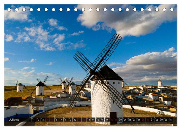 Produktbild: Windm&uuml;hlen in La Mancha (Tischkalender 2026 DIN A5 quer), CALVENDO Monatskalender