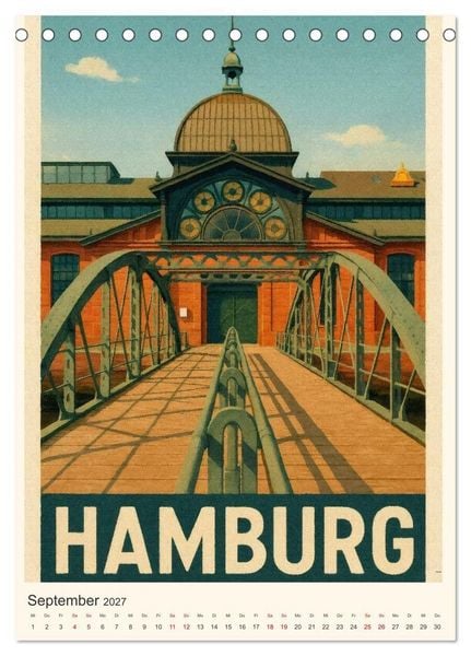 Produktbild: City Poster Hamburg - Stilisierte Impressionen der Hansestadt (Tischkalender 2027 DIN A5 hoch), CALVENDO Monatskalender