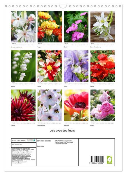 Produktbild: Joie avec des fleurs (Calendrier mural 2026 DIN A3 horizontal), CALVENDO calendrier mensuel