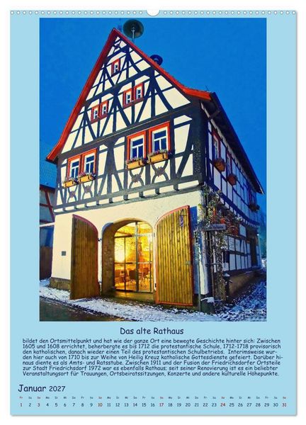Produktbild: Gut 800 Jahre Burgholzhausen. Ein Ortsportr&auml;t in Wort und Bild 2027 (Wandkalender 2027 DIN A2 hoch), CALVENDO Monatskalender