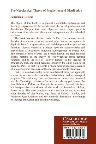 Produktbild: The Neoclassical Theory of Production and Distribution