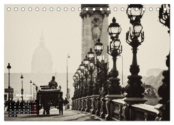 Produktbild: Paris-Impressionen in Schwarz-Wei&szlig; (Tischkalender 2026 DIN A5 quer), CALVENDO Monatskalender