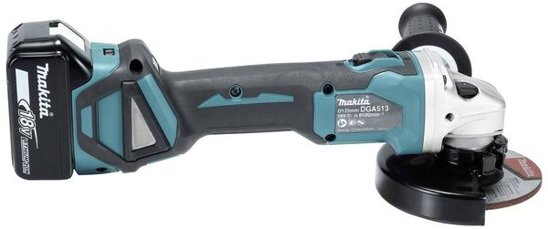 Produktbild: Makita DGA513RTJ Akku-Winkelschleifer 125 mm inkl. Ladeger&auml;t, inkl. 2. Akku, inkl. Koffer 18 V 5 Ah