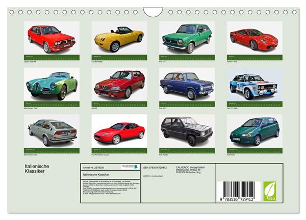 Produktbild: Italienische Klassiker (Wandkalender 2026 DIN A4 quer), CALVENDO Monatskalender