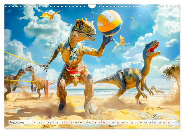Produktbild: Dinosaurier-Alltag - Wenn sie nicht ausgestorben w&auml;ren! (Wandkalender 2026 DIN A3 quer), CALVENDO Monatskalender