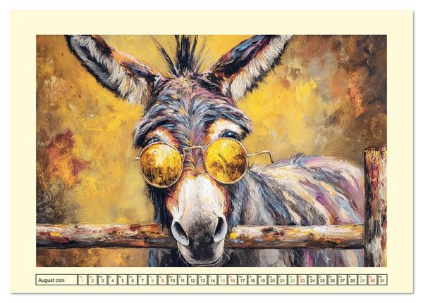 Produktbild: Charmante Langohren. Bezaubernde Eselportr&auml;ts in &Ouml;loptik (Tischkalender 2026 DIN A5 quer), CALVENDO Monatskalender