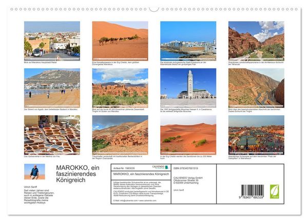 Produktbild: MAROKKO, ein faszinierendes K&ouml;nigreich (hochwertiger Premium Wandkalender 2026 DIN A2 quer), Kunstdruck in Hochglanz