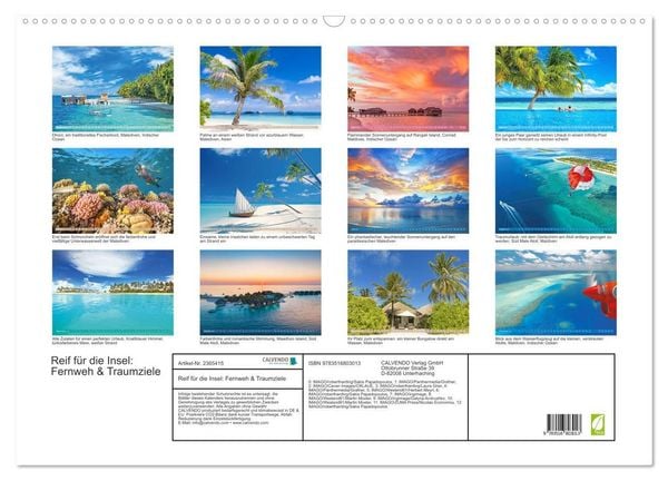 Produktbild: Reif f&uuml;r die Insel: Fernweh & Traumziele (Wandkalender 2027 DIN A2 quer), CALVENDO Monatskalender