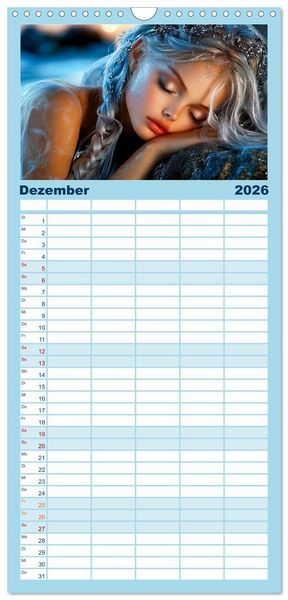Produktbild: Familienplaner 2026 - Geheimnisvolle Meerjungfrau mit 5 Spalten (Wandkalender, 21 x 45 cm) CALVENDO