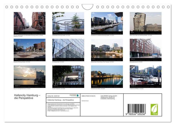 Produktbild: Hafencity Hamburg &ndash; die Perspektive (Wandkalender 2026 DIN A4 quer), CALVENDO Monatskalender