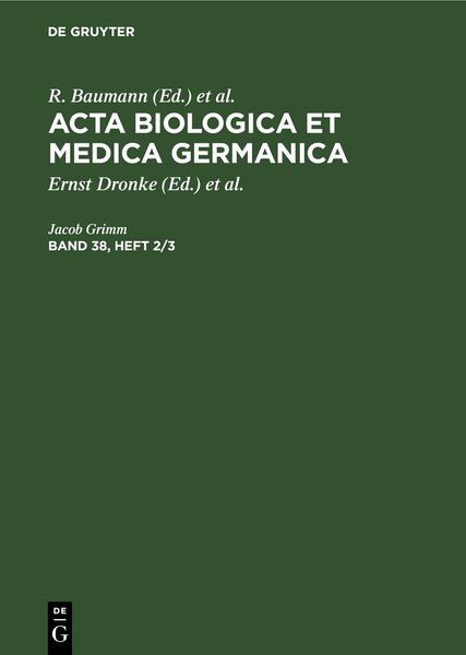 Produktbild: Acta Biologica et Medica Germanica. Band 38, Heft 2/3