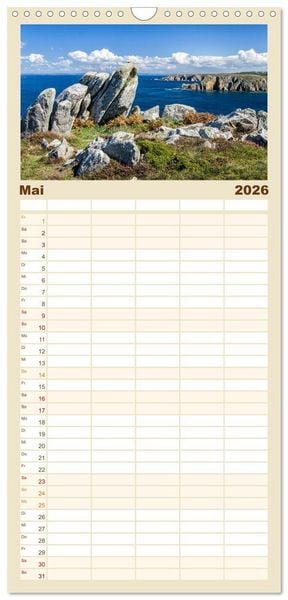 Produktbild: Familienplaner 2026 - Bretagne - Bilder einer K&uuml;stenlandschaft mit 5 Spalten (Wandkalender, 21 x 45 cm) CALVENDO