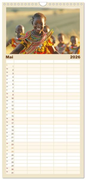 Produktbild: Familienplaner 2026 - Afrikas urt&uuml;mliche Sch&ouml;nheit mit 5 Spalten (Wandkalender, 21 x 45 cm) CALVENDO