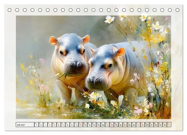 Produktbild: Zwergflusspferde. Kleine Hippos im Sumpfgebiet (Tischkalender 2027 DIN A5 quer), CALVENDO Monatskalender
