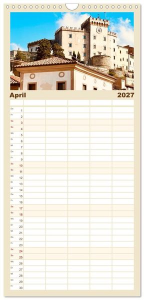 Produktbild: Familienplaner 2027 - Toskana - Etruskische K&uuml;ste mit 5 Spalten (Wandkalender, 21 x 45 cm) CALVENDO
